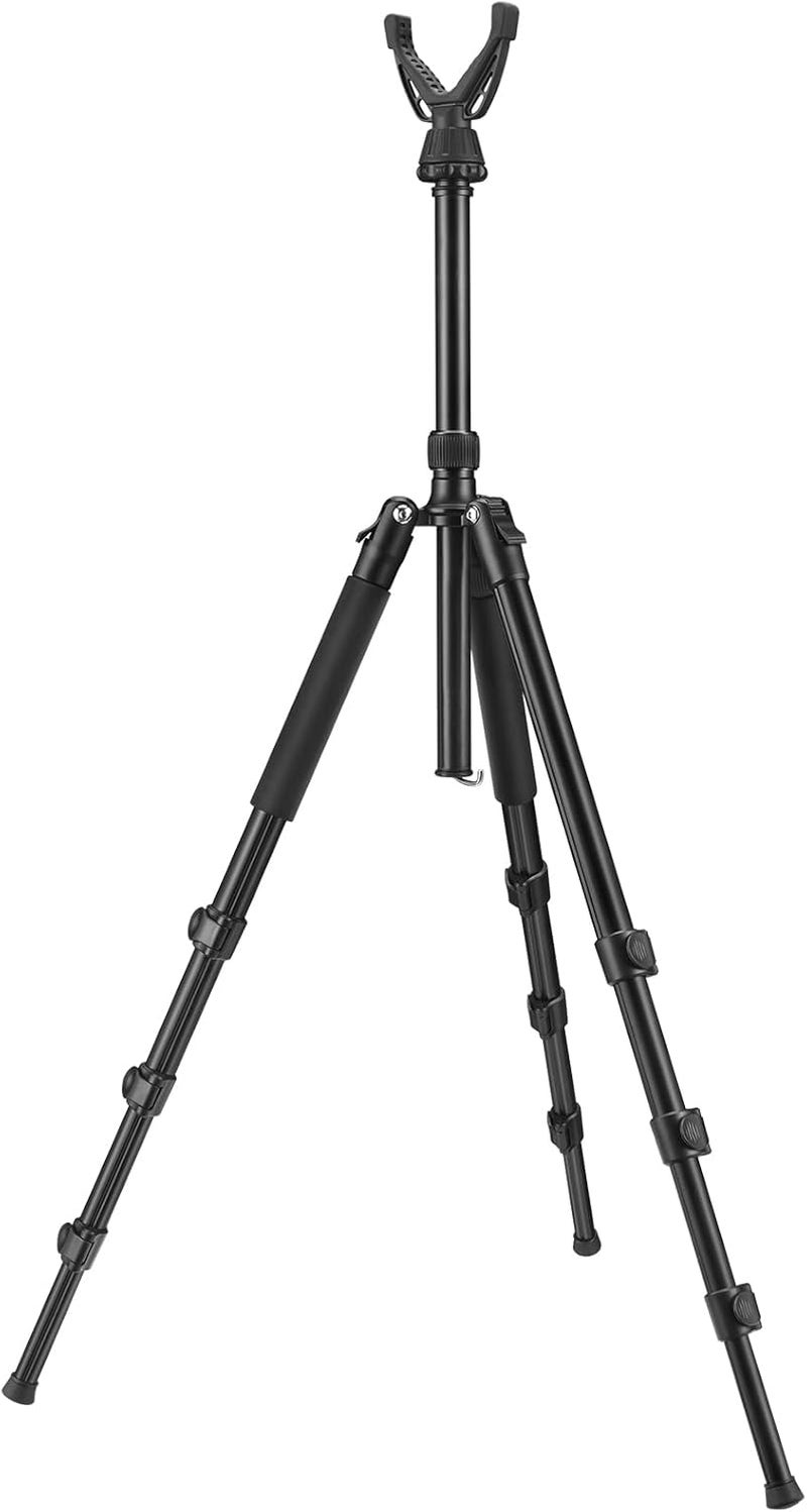 Trakiom Shooting Tripod Hunting Stick, Rifle Tripod with 360° Swivel V Yoke, Height Adjustable 26.5"- 64.5", Lever Locks, Aluminum Hunting Bipod Monopod, Functional Gun Rest for Outdoor Activities - Image 1